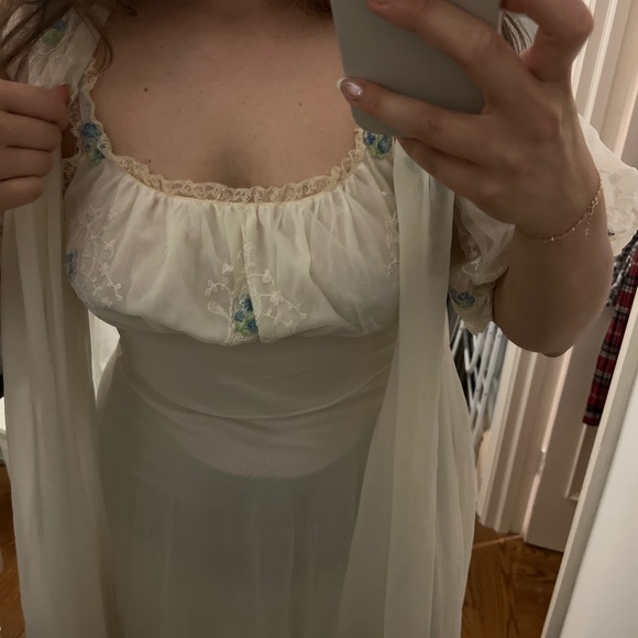 Rare 1950s Harvey Woods Nylon nightgown 2 pcs set - Picture 14 of 15